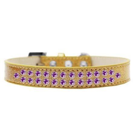 UNCONDITIONAL LOVE Two Row Purple Crystal Dog CollarGold Ice Cream Size 14 UN784086